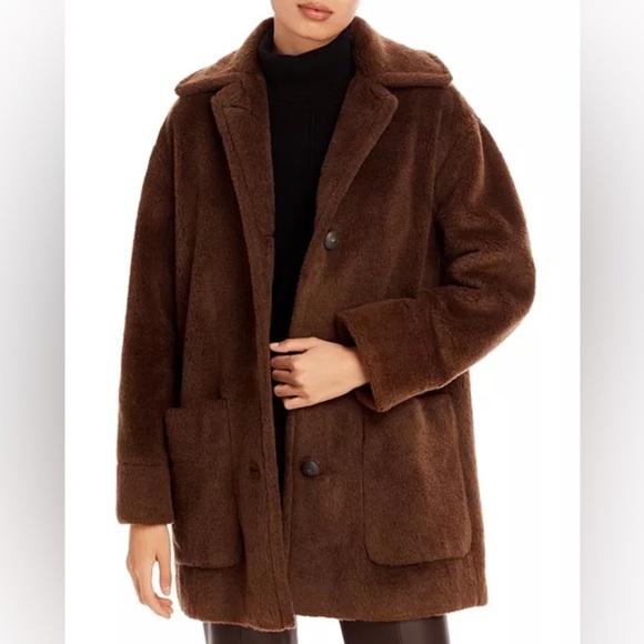 Vince. Faux Fur Coat Jacket NWT 200 bar Brown $695 - Picture 2 of 6